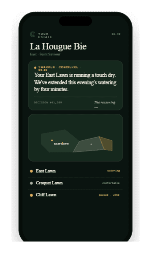 The Greensward estate app on a phone